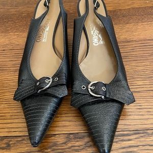 Salvatore Ferragamo Slingbacks with Buckle and Bow